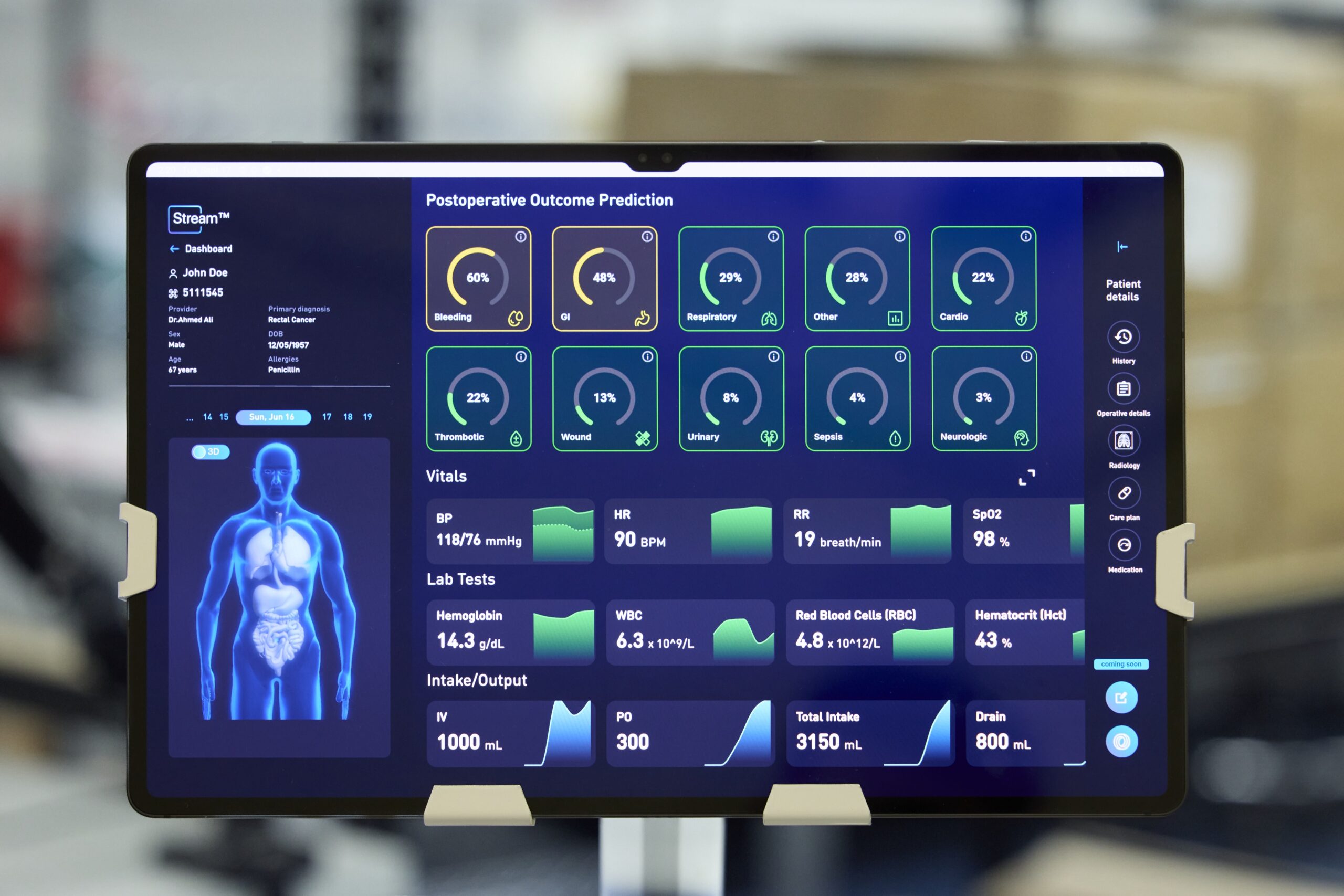 FluidAI Monitoring diagnostics screen