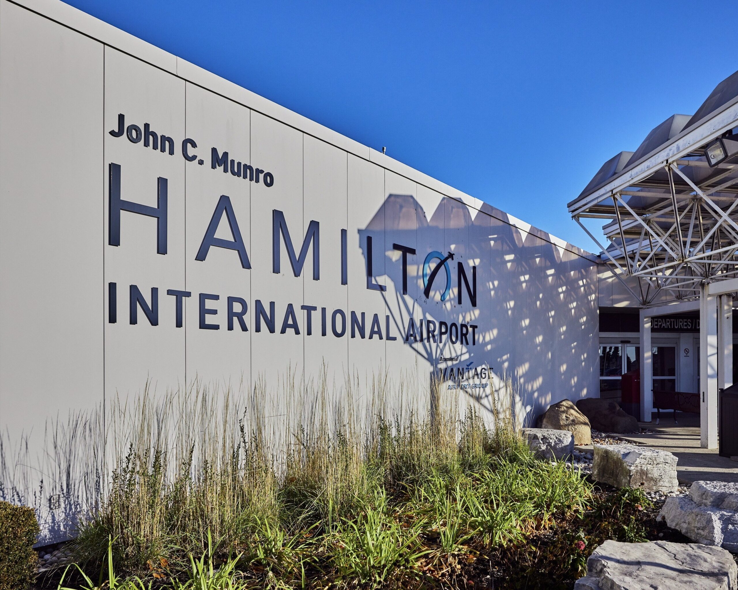 Close up Hamilton International Airport building exterior